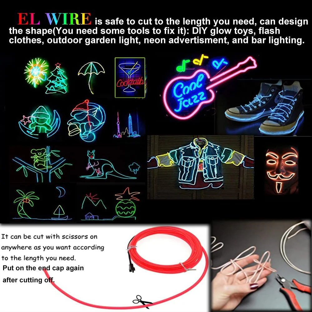 Neon light 5-in-1 meter Wire,Illuminated decorative wire, suitable for birthday parties, Thanksgiving, and other occasions (Orange) Orange - Image 6