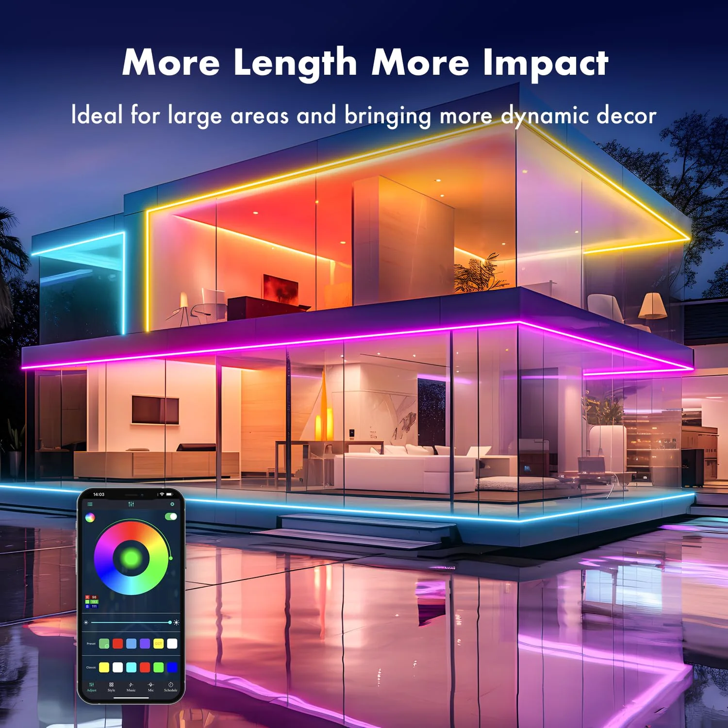 Neon Rope Lights, 16.4FT RGB LED Strip Lights App Control,IR Remote,Music Syncing,Outdoor IP67 Waterproof,Flexible DIY Design for Bedroom,Living,Gaming,Party Decoration - Image 4