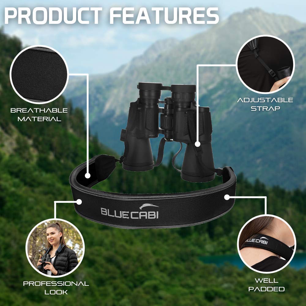 Neoprene Neck Shoulder Strap for Cameras and Binoculars - Comfortable Adjustable Fit for Men and Women with Anti Slip Material - Lightweight Design for Binocular Telescopes, and Rangefinders Black - Image 4