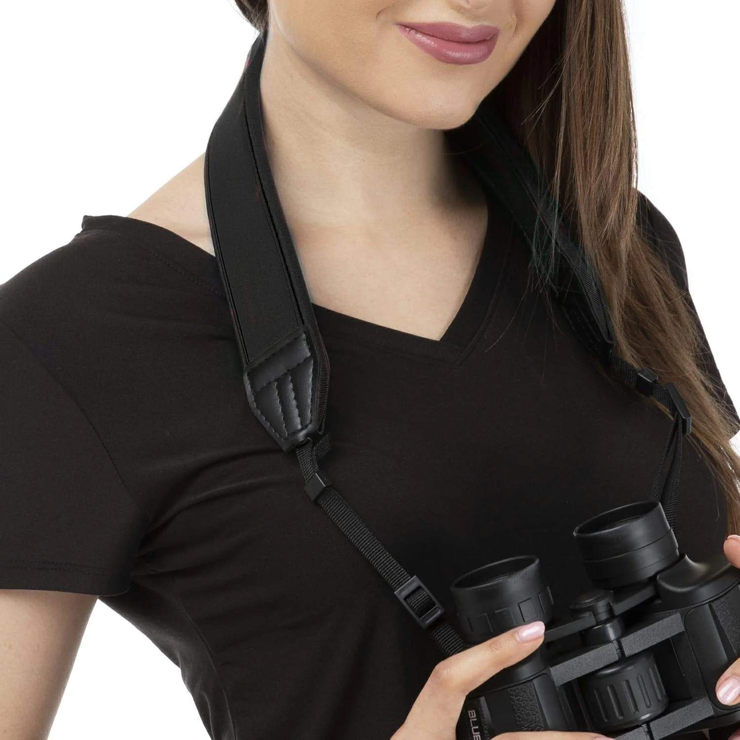 Neoprene Neck Shoulder Strap for Cameras and Binoculars - Comfortable Adjustable Fit for Men and Women with Anti Slip Material - Lightweight Design for Binocular Telescopes, and Rangefinders Black - Image 7