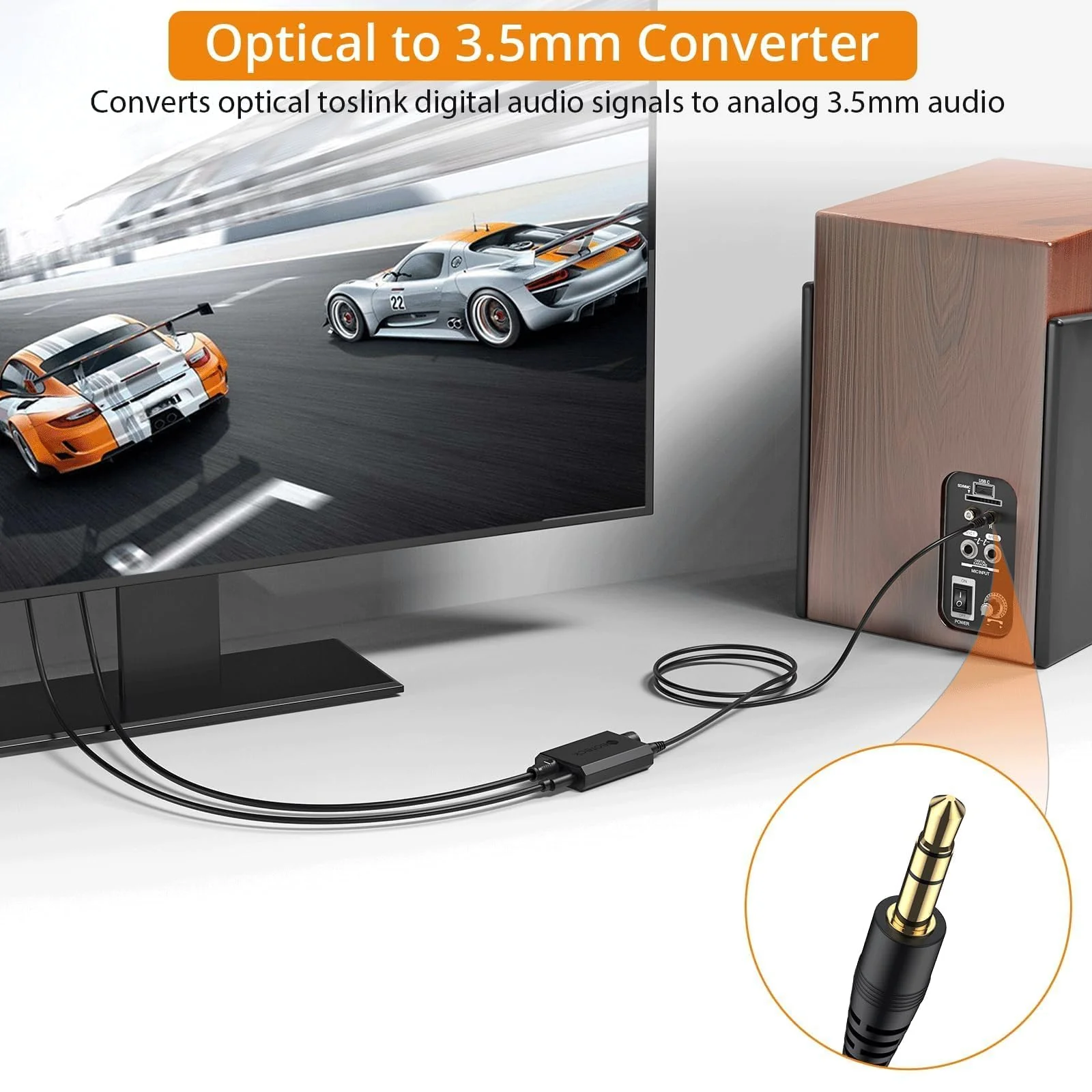 Neoteck 192kHz Digital to Analog Converter with Volume Adjustment,Optical to 3.5mm Converter with Built-in Amplifier Chipset DAC Converter Compatible for 3.5mm Headphones, Computer Speaker and etc. - Image 5