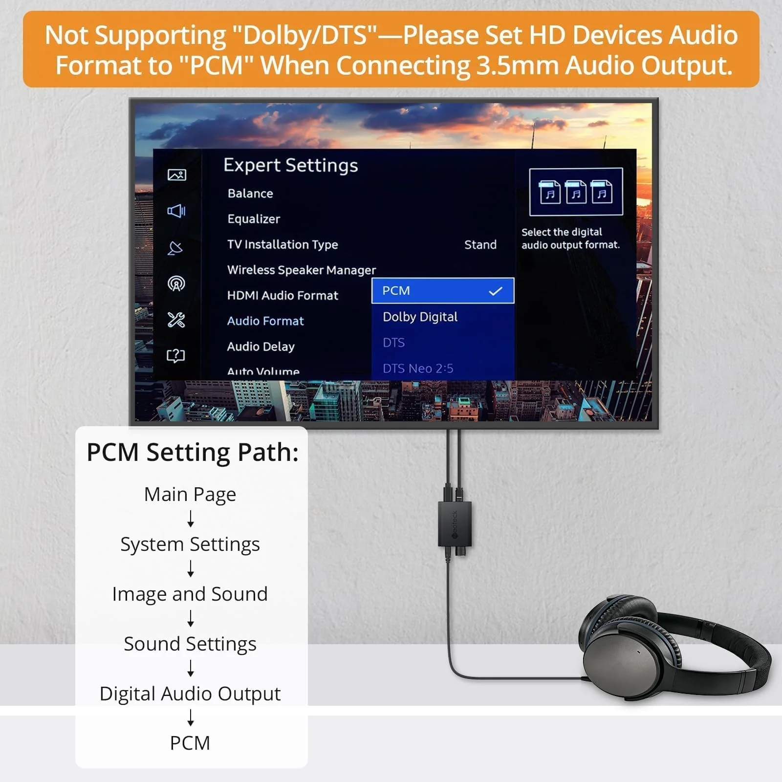 Neoteck 192kHz Digital to Analog Converter with Volume Adjustment,Optical to 3.5mm Converter with Built-in Amplifier Chipset DAC Converter Compatible for 3.5mm Headphones, Computer Speaker and etc. - Image 7