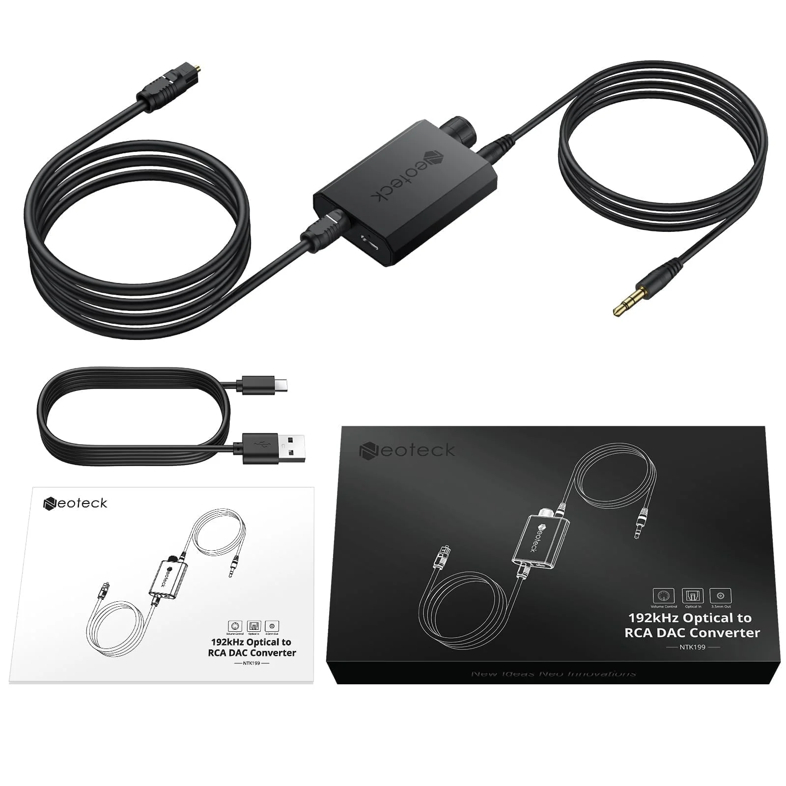 Neoteck 192kHz Digital to Analog Converter with Volume Adjustment,Optical to 3.5mm Converter with Built-in Amplifier Chipset DAC Converter Compatible for 3.5mm Headphones, Computer Speaker and etc. - Image 9
