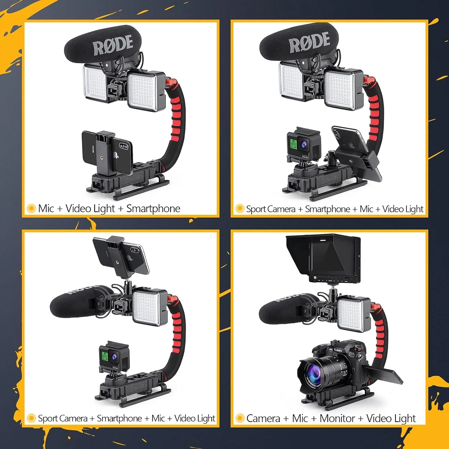 Neotter Camera Smartphone Stabilizer, Handheld Video Grip Rig, Fits for All Camera, Camcorder, DSLR and for All iPhone and Android Smartphones - Image 7