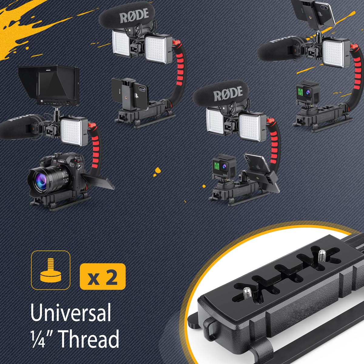Neotter Handheld Stabilizer with Smartphone Video Rig, Video Action Handhels Rig for All Camera Action Camera Camcorder and Smartphones ﻿ - Image 5