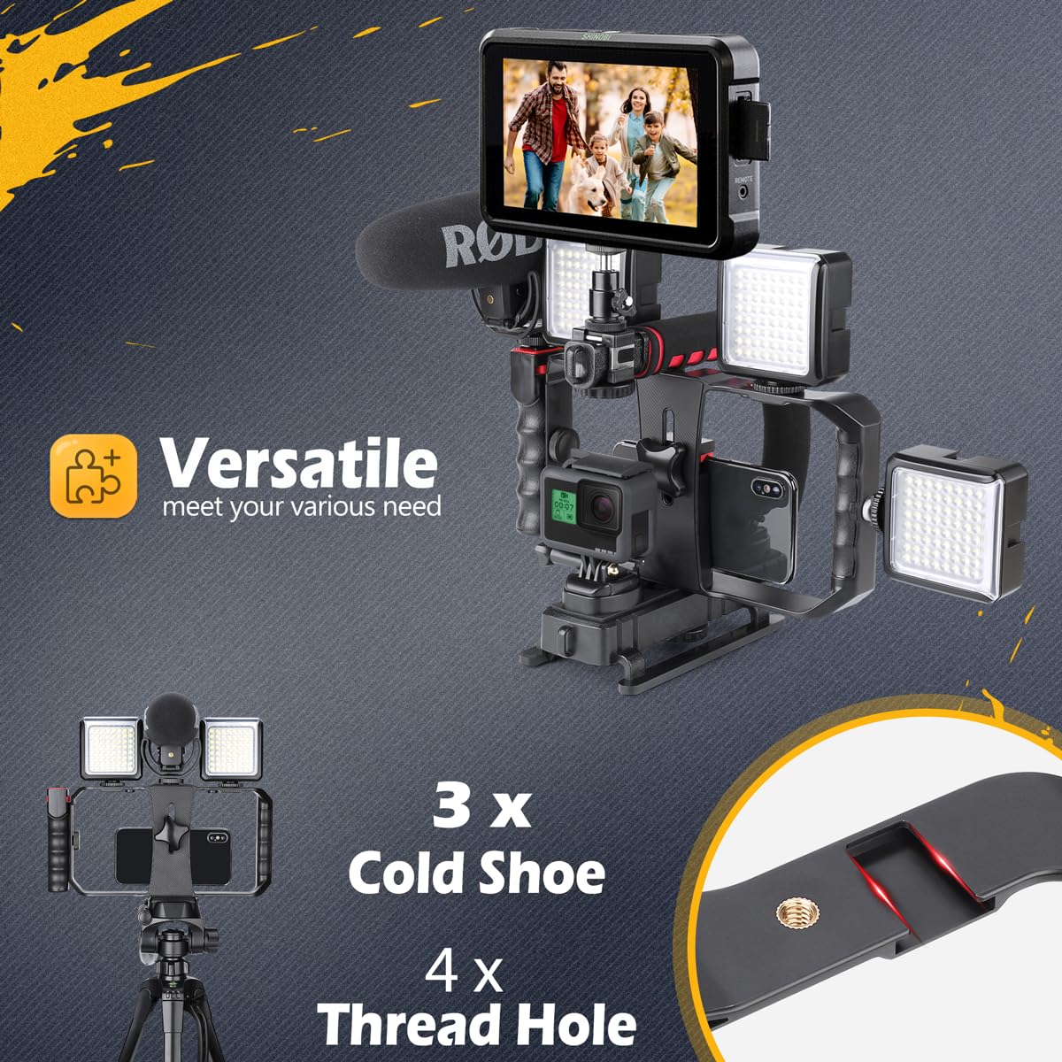 Neotter Handheld Stabilizer with Smartphone Video Rig, Video Action Handhels Rig for All Camera Action Camera Camcorder and Smartphones ﻿ - Image 6