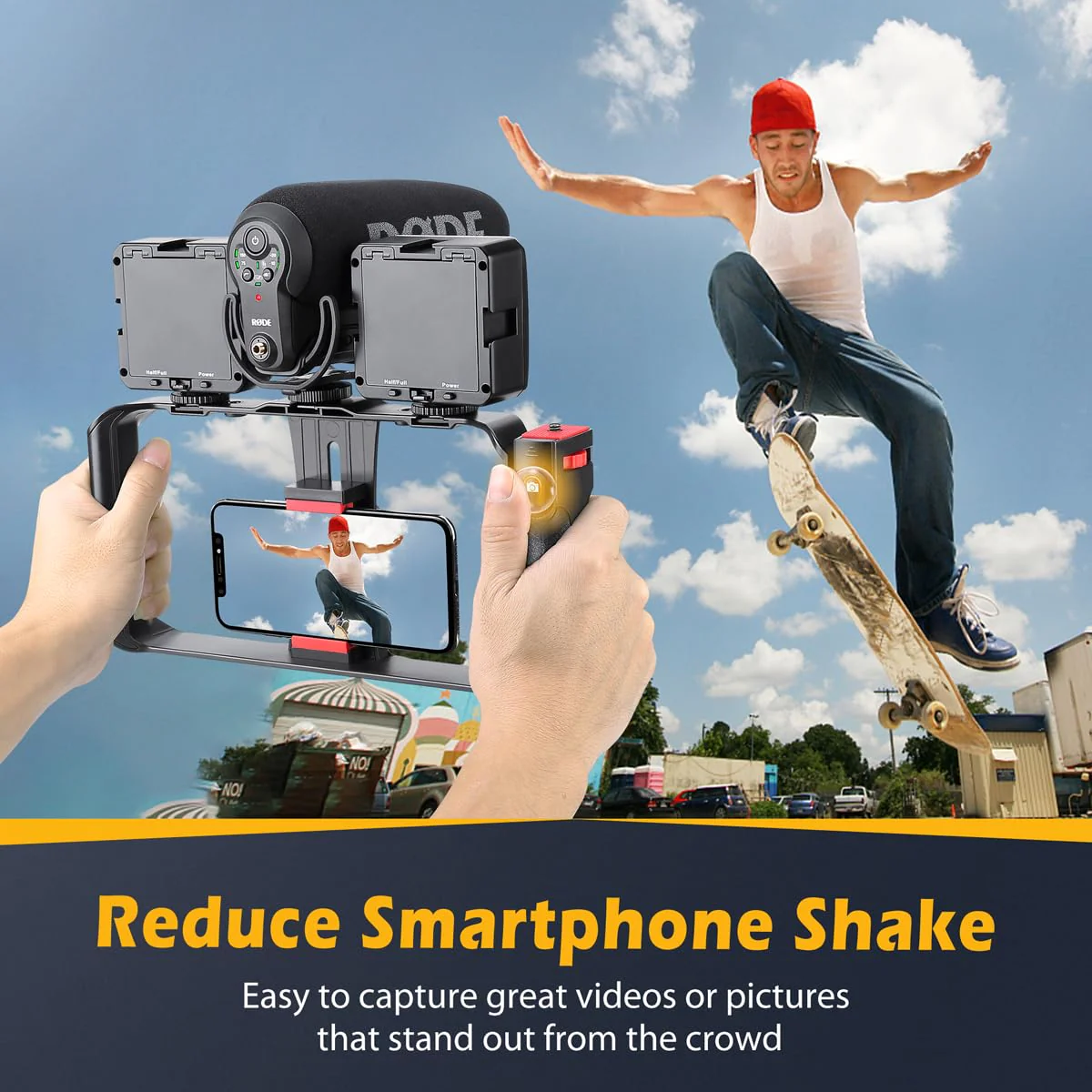 Neotter Smartphone Video Rig, Filmmaking Vlogging Cage, Phone Stabilizer Tripod Mount with Wireless Remote Shutter for All iPhone and Android Smartphones - Image 2