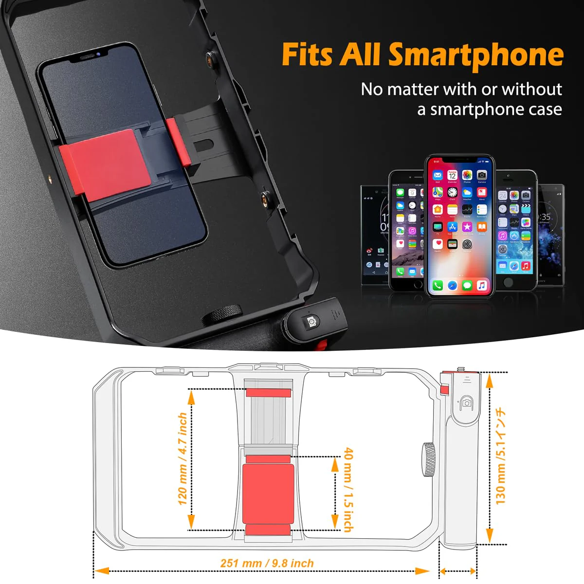 Neotter Smartphone Video Rig, Filmmaking Vlogging Cage, Phone Stabilizer Tripod Mount with Wireless Remote Shutter for All iPhone and Android Smartphones - Image 5