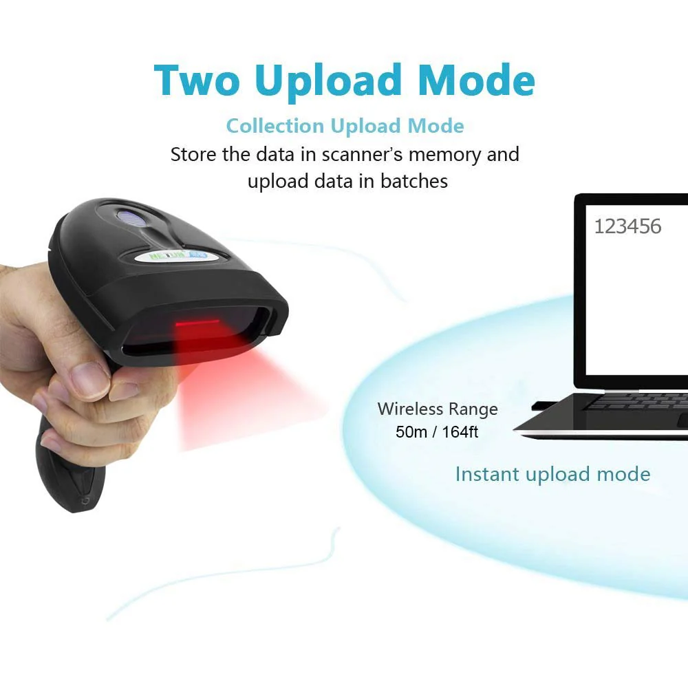 NETUM Wireless Barcode Scanner, 2 in 1 2.4G Wireless & USB Wired 1D Laser Barcode Reader Handheld Bar Code Reader Cordless Rechargeable Bar Code Scanner for Computer MAC Laptop (NT-1698W) NT-1698W - Image 5