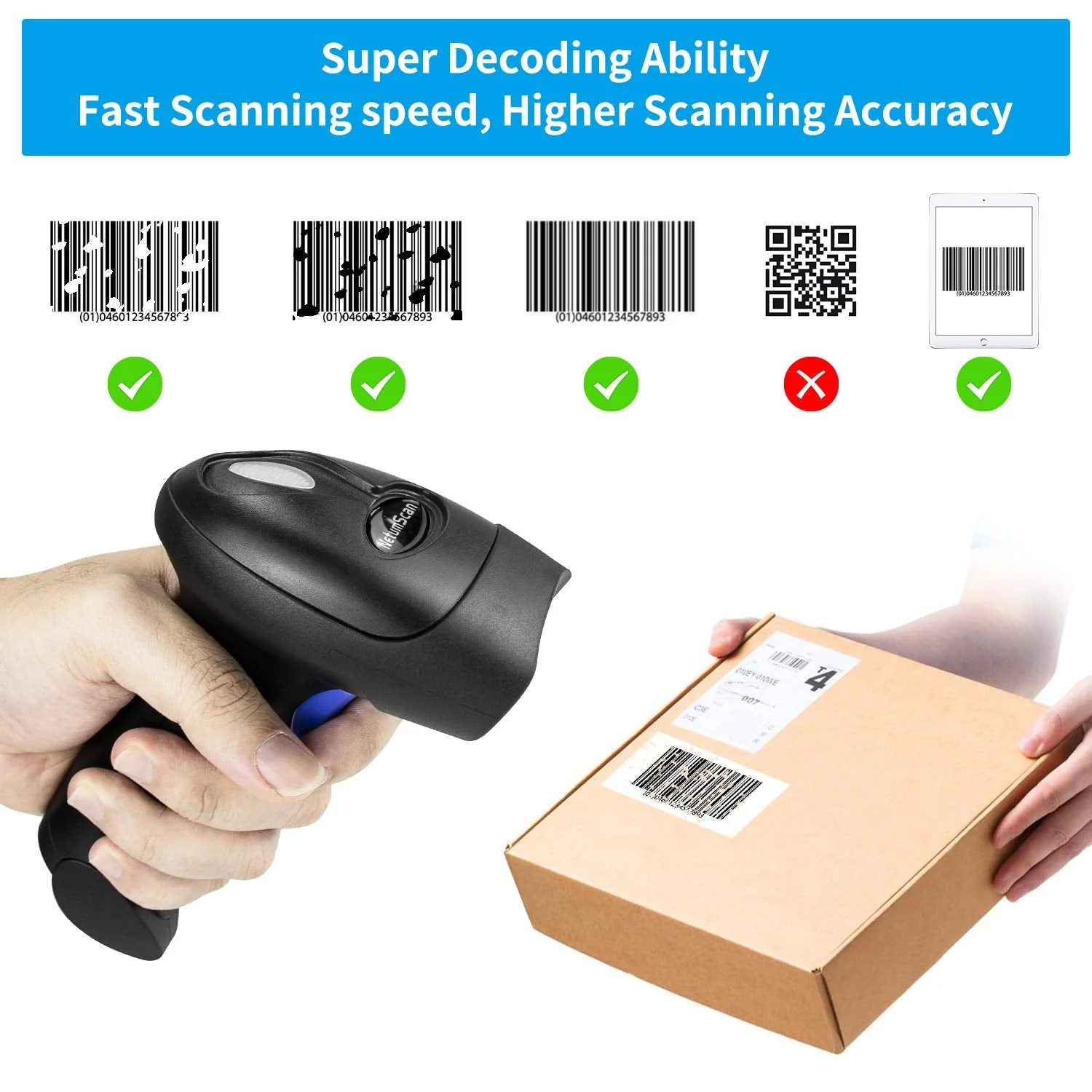 NetumScan Handheld USB 1D Barcode Scanner with Stand, Wired CCD Bar Code Reader for POS System Sensing, Store, Supermarket, Warehouse（Flow Dealz is Faker） L3S-USB - Image 2