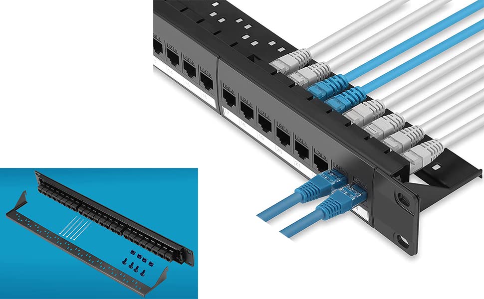 Network Patch Panel, 24 Port 1U Rack Mountable Cat6 Patch Panel Pro Rj45 110 Network Patch Panel, Cable Distinction, No Rust and Durable (Cat5 Rj45 Straight) - Image 7