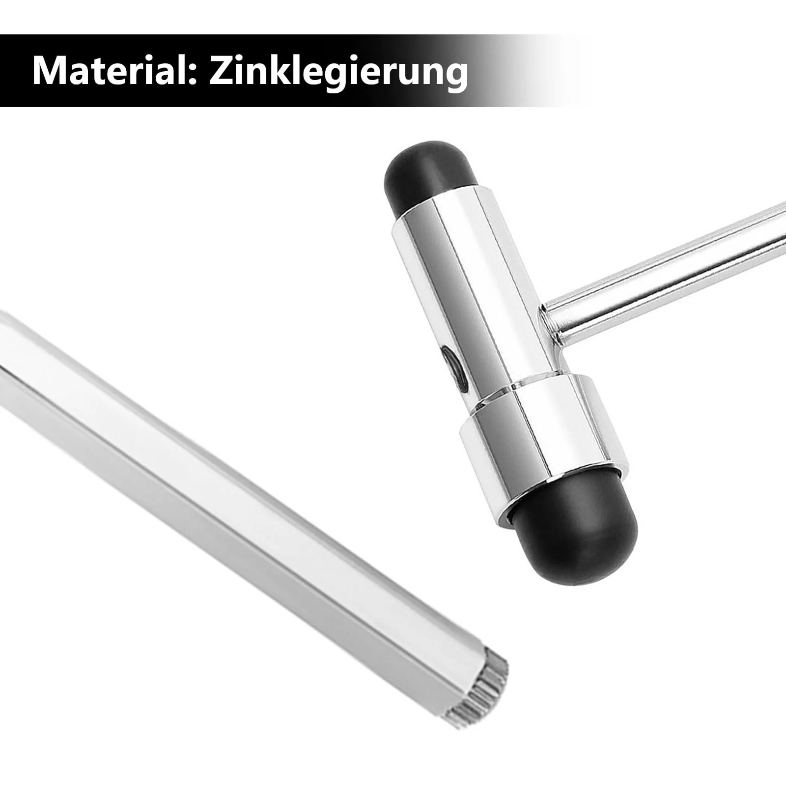 Neurological Reflex Hammer 18 cm with Built-in Brush and Needle, Massage Hammer Zinc Alloy, Medical Reflex Hammer for Reflex Tests, Black - Image 3