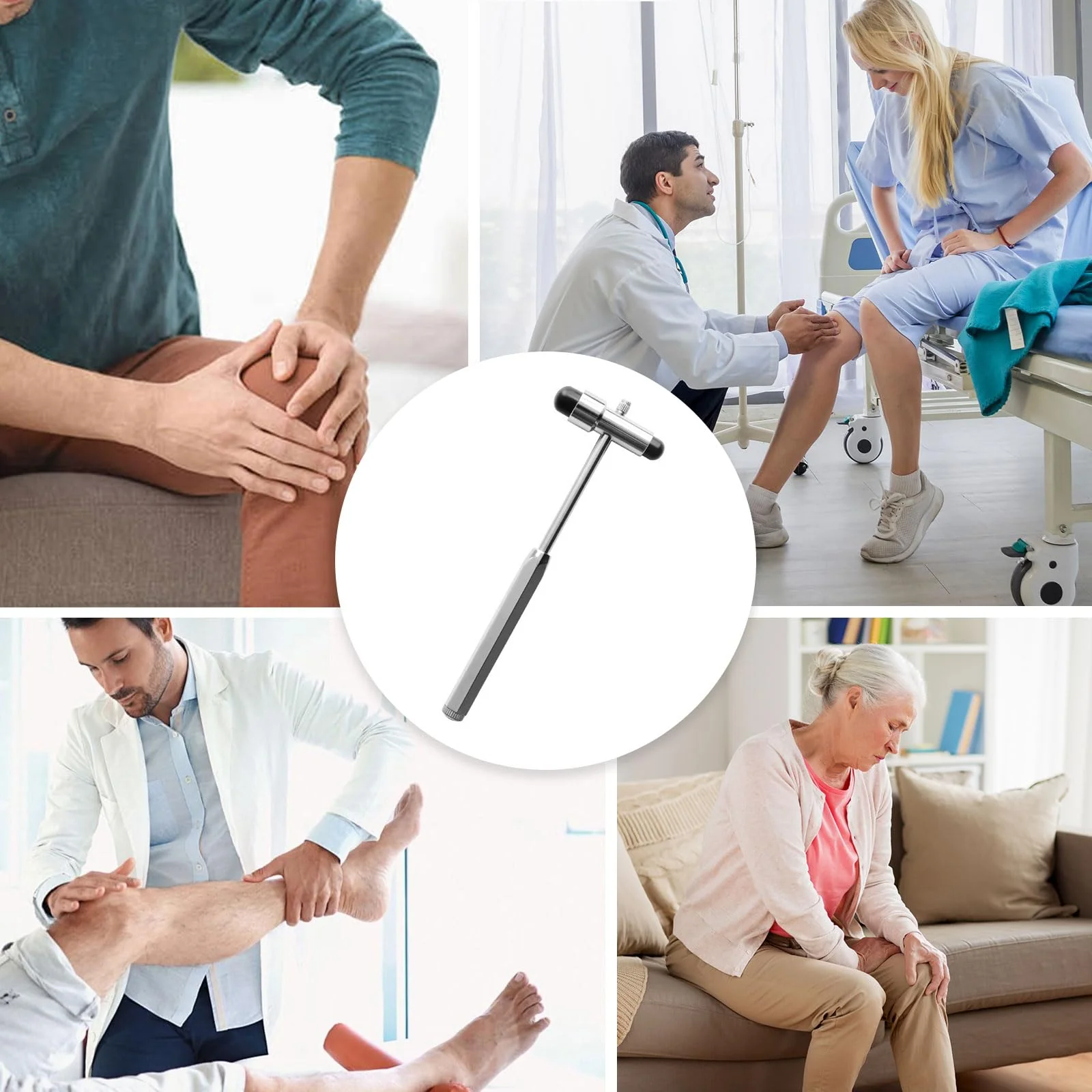Neurological Reflex Hammer 18 cm with Built-in Brush and Needle, Massage Hammer Zinc Alloy, Medical Reflex Hammer for Reflex Tests, Black - Image 7