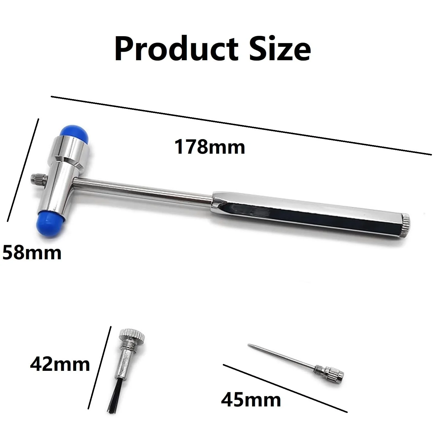 Neurological Reflex Hammer, Medical Neurological Hammer, Neuro Reflex Hammer with Double Plastic Head, Blue Medical Reflex Hammer for Skin Reflexes and Surface Reactions Examinations - Image 2