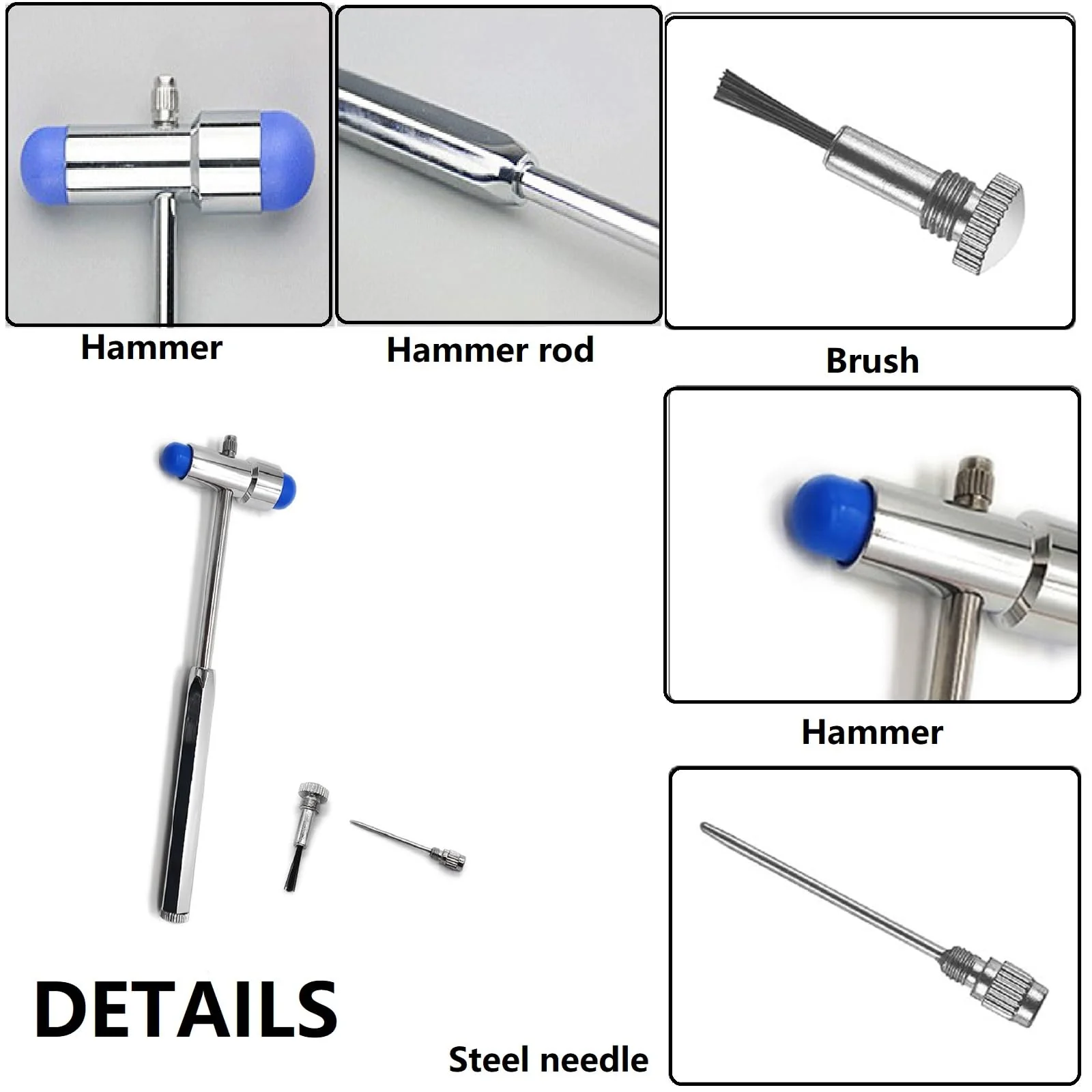 Neurological Reflex Hammer, Medical Neurological Hammer, Neuro Reflex Hammer with Double Plastic Head, Blue Medical Reflex Hammer for Skin Reflexes and Surface Reactions Examinations - Image 3