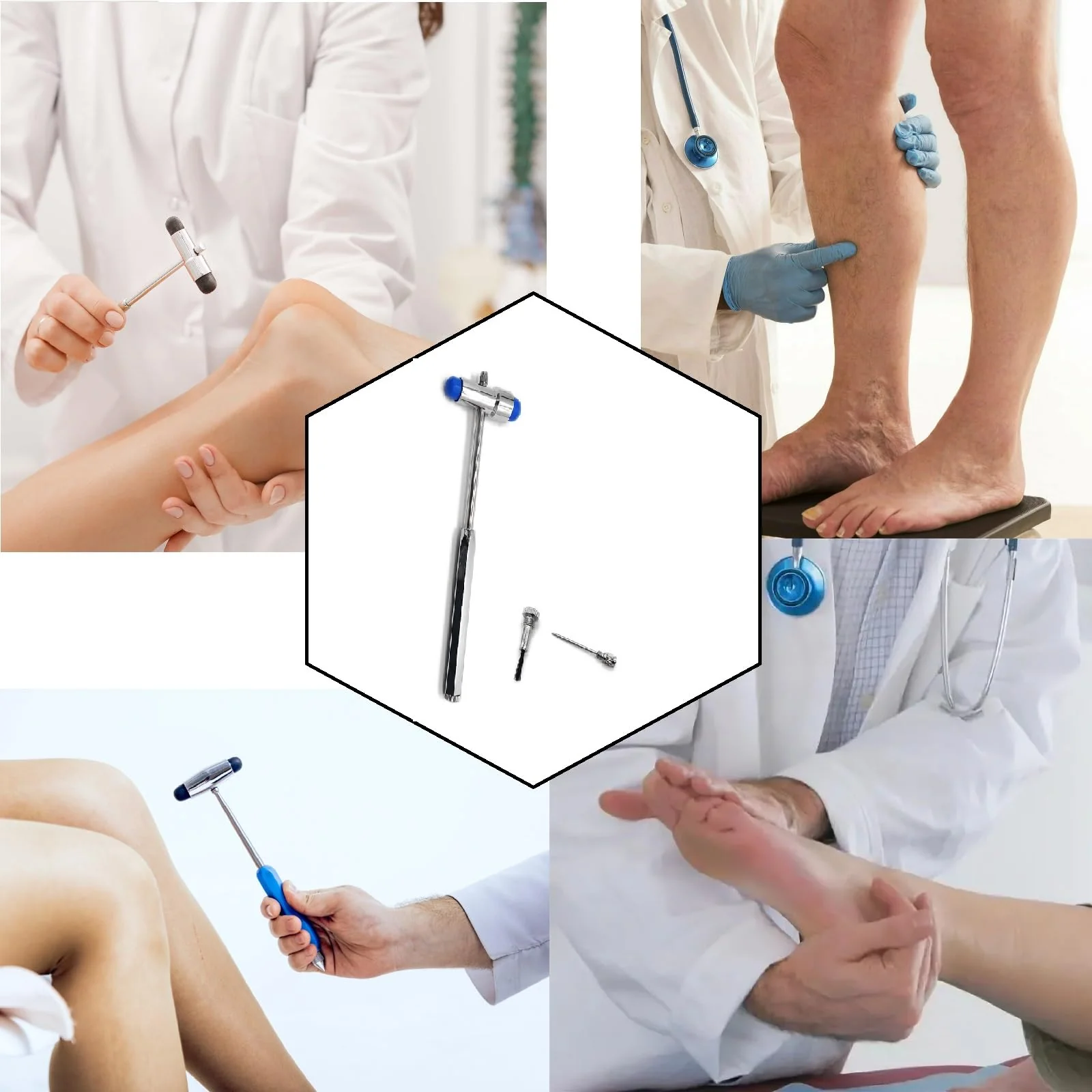 Neurological Reflex Hammer, Medical Neurological Hammer, Neuro Reflex Hammer with Double Plastic Head, Blue Medical Reflex Hammer for Skin Reflexes and Surface Reactions Examinations - Image 7
