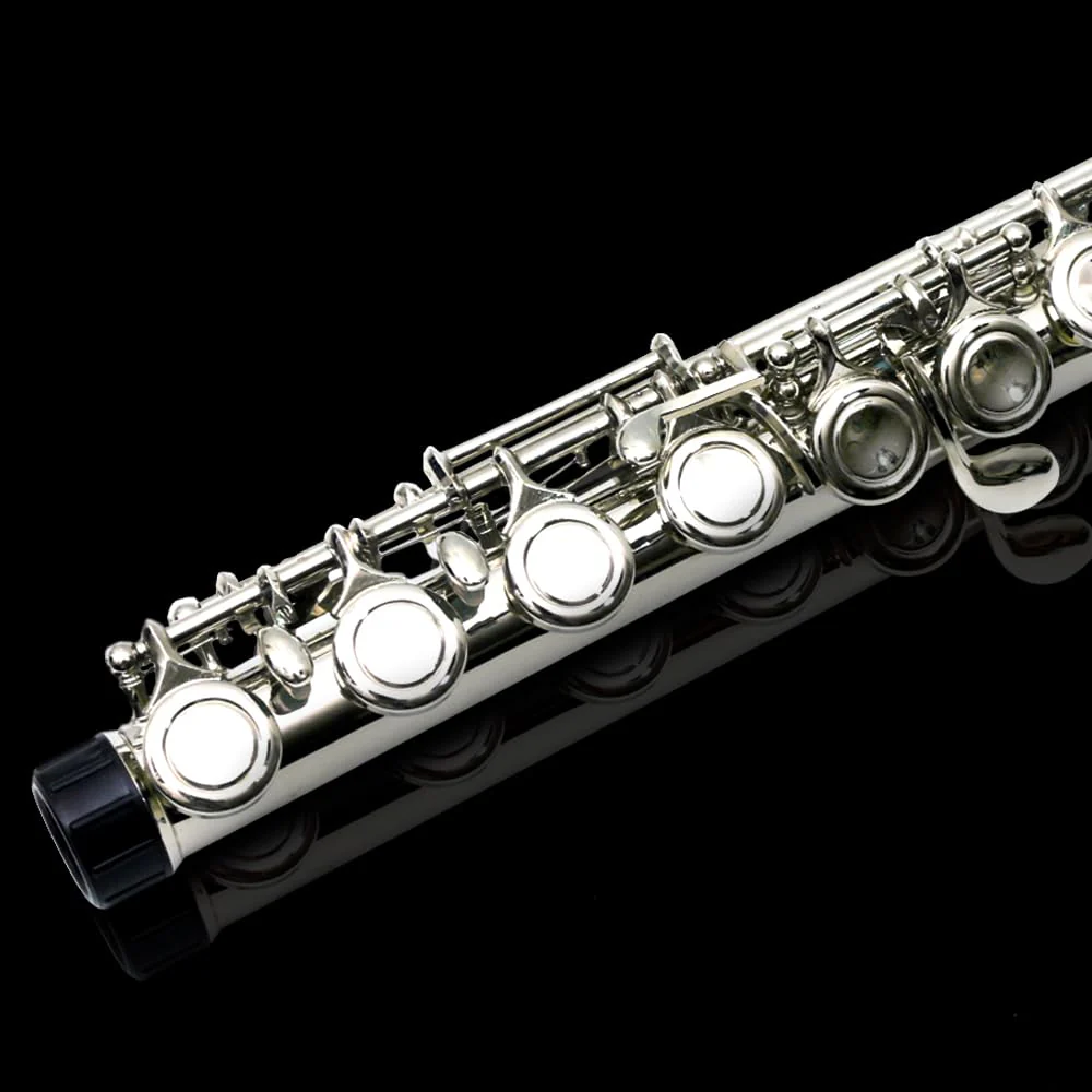 New 16 Hole C key Flute with Gloves Cleaning Rod Case Closed hole Nickel Silver Flute instrument (#silver) #silver - Image 5
