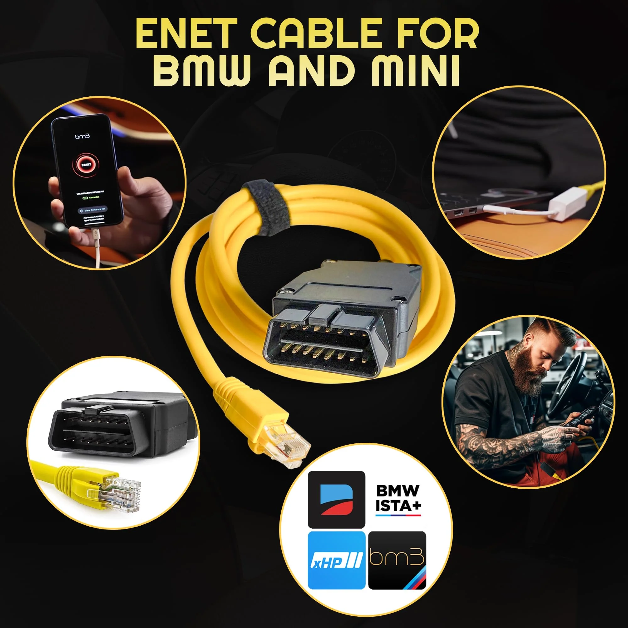 New 2M Ethernet to OBD Interface Cable E-SYS ICOM Coding F-series for BMW ENET - Image 2