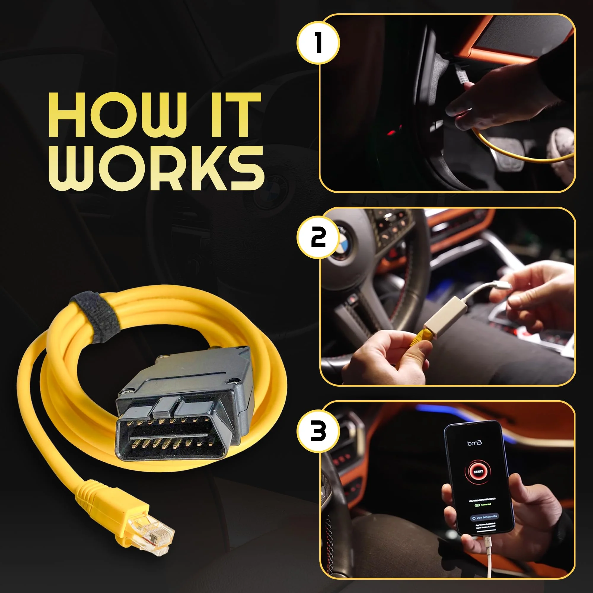 New 2M Ethernet to OBD Interface Cable E-SYS ICOM Coding F-series for BMW ENET - Image 4