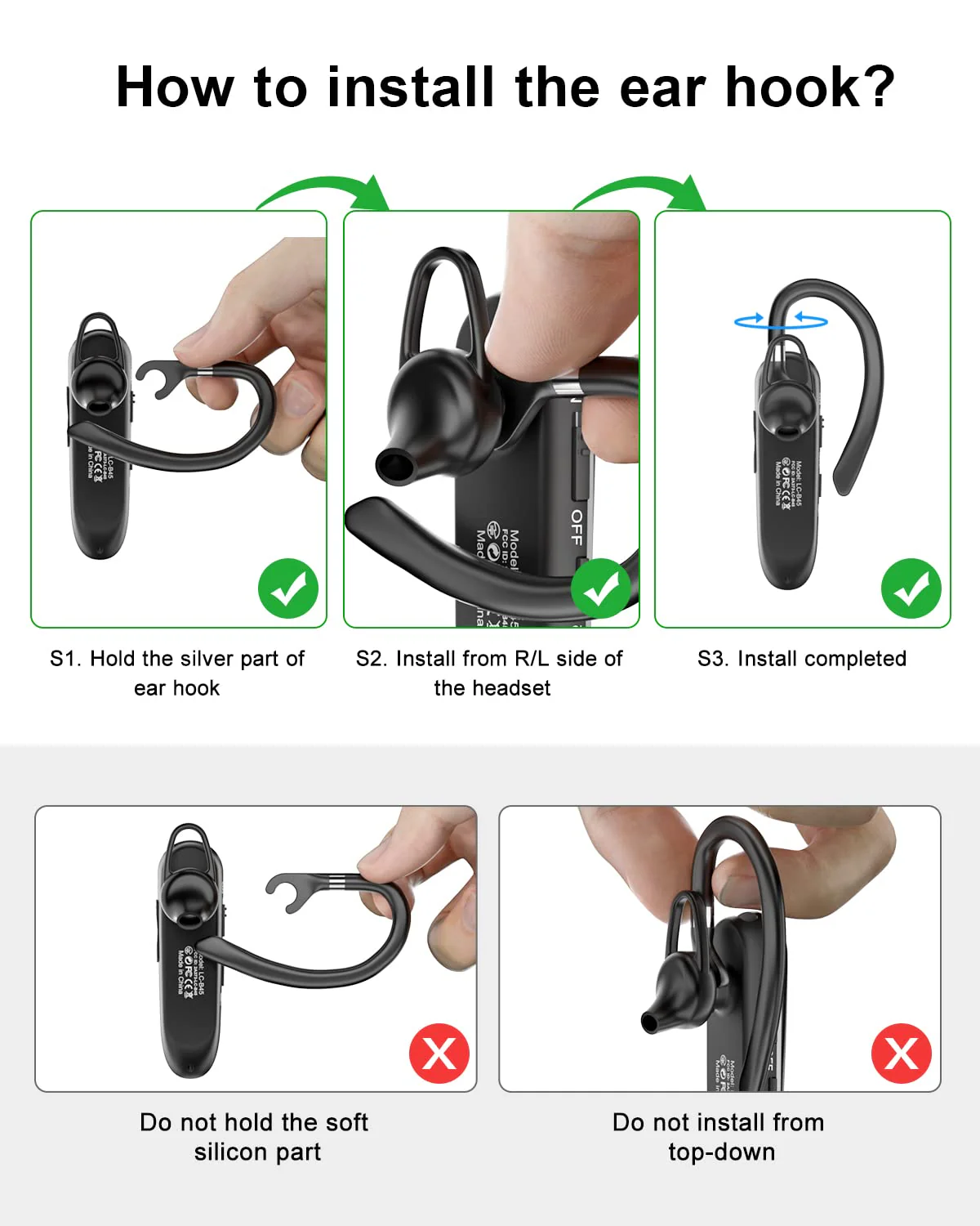 New Bee Bluetooth Earpiece V5.0 Wireless Handsfree Headset with Microphone 24 Hrs Driving Headset 60 Days Standby Time for iPhone Android Samsung Laptop Trucker Driver (Black) Black - Image 7