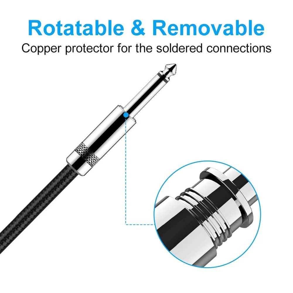 New bee Guitar Cable 20 ft Electric Instrument Cable Bass AMP Cord 1/4 Straight to Straight for Electric Guitar, Bass Guitar, Electric Mandolin, Pro Audio (Straight Angle) 20FT - Image 2