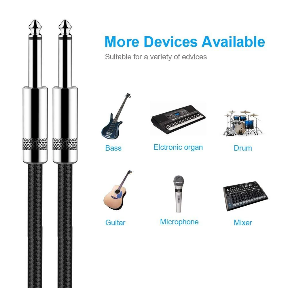 New bee Guitar Cable 20 ft Electric Instrument Cable Bass AMP Cord 1/4 Straight to Straight for Electric Guitar, Bass Guitar, Electric Mandolin, Pro Audio (Straight Angle) 20FT - Image 3