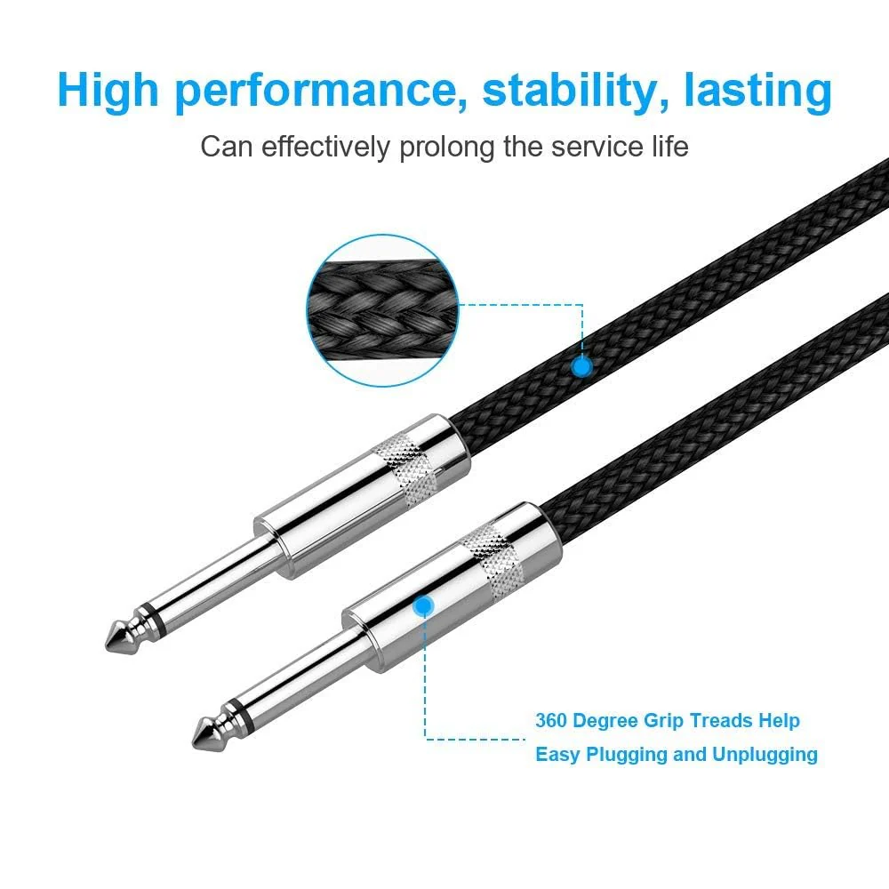 New bee Guitar Cable 20 ft Electric Instrument Cable Bass AMP Cord 1/4 Straight to Straight for Electric Guitar, Bass Guitar, Electric Mandolin, Pro Audio (Straight Angle) 20FT - Image 4