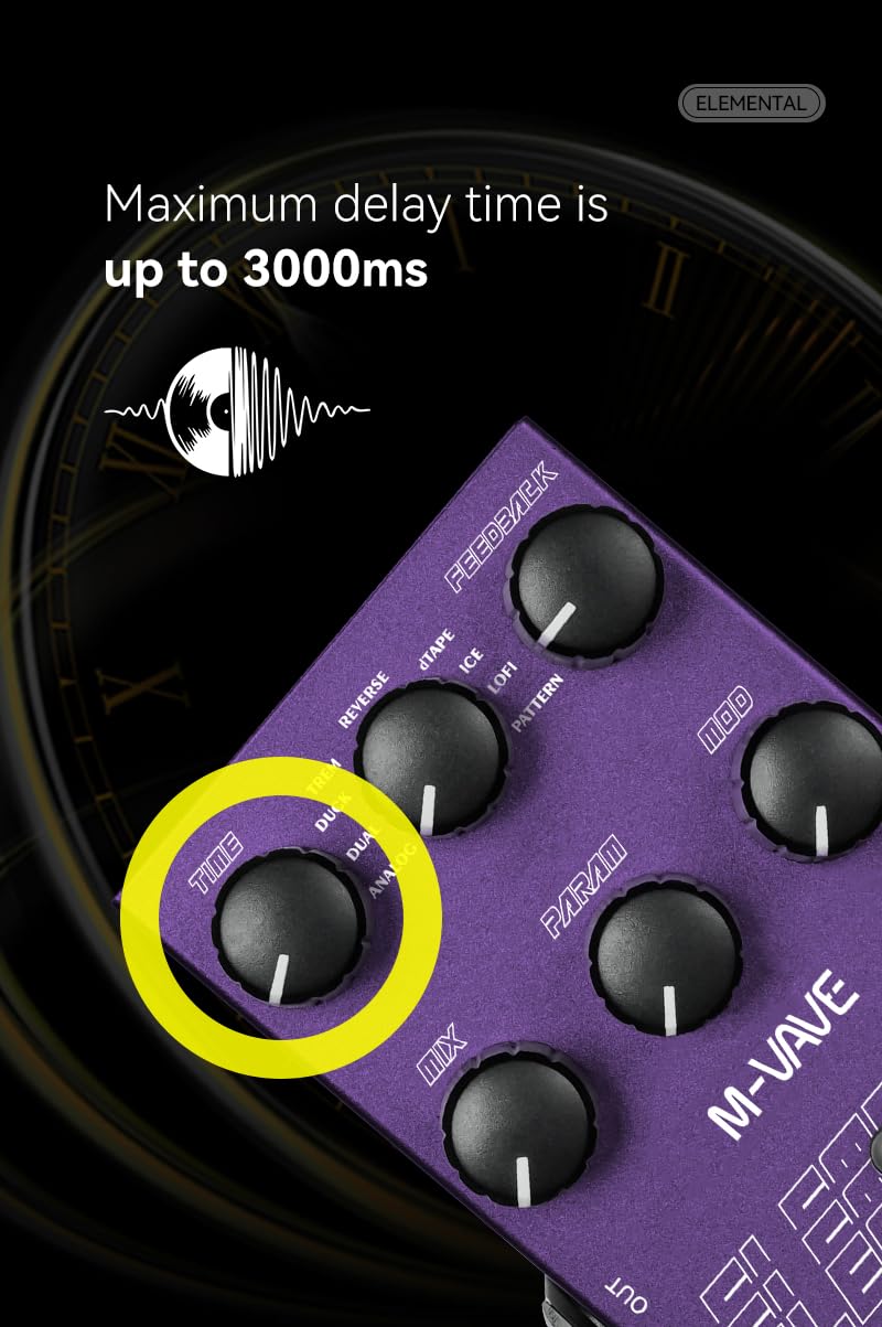 New Elemental Digital Delay Pedal 9 Different Delay Guitar Effects Delay Guitar Pedal Supporr for HOLD Mode and TAP - Image 3