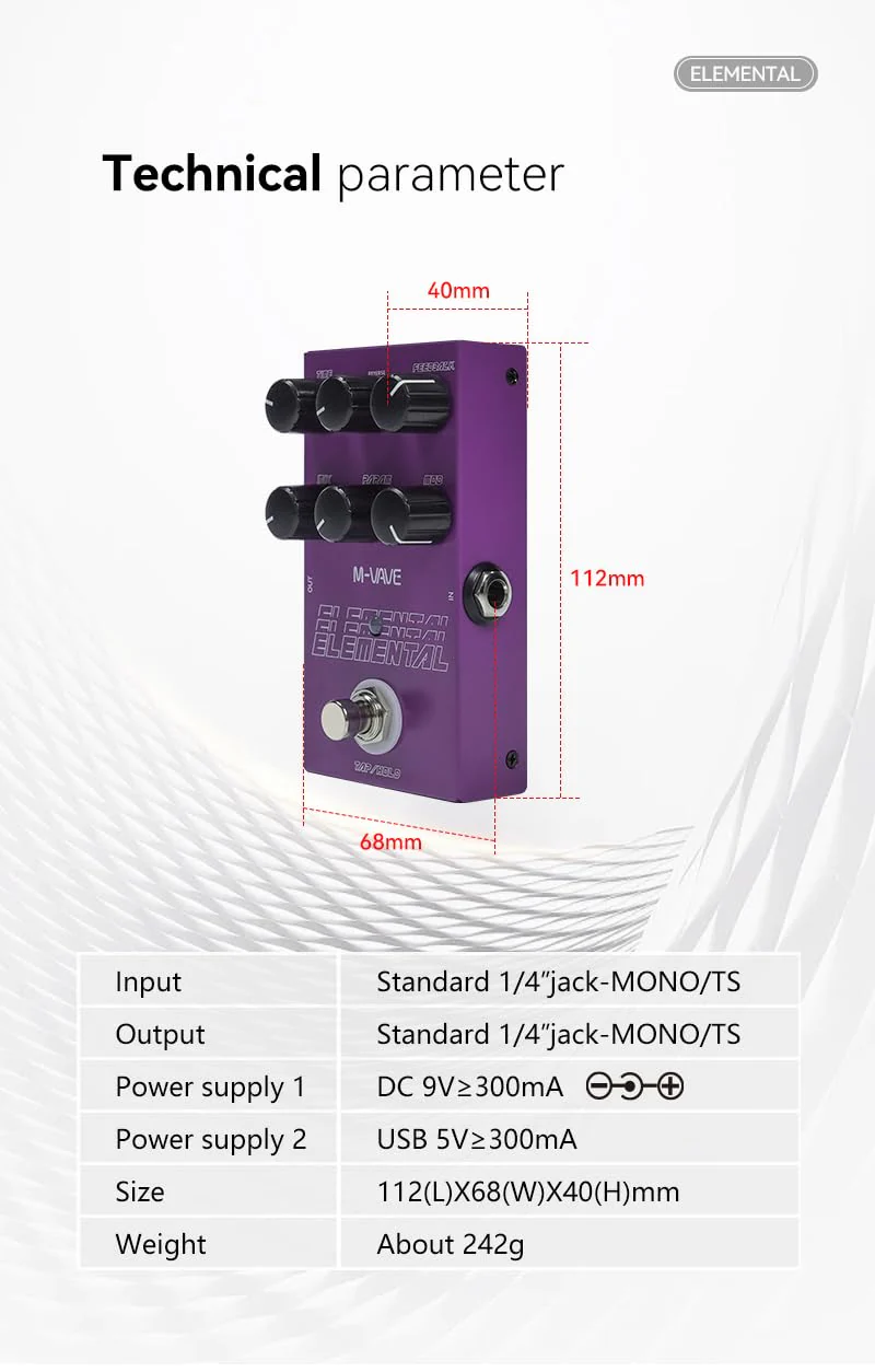 New Elemental Digital Delay Pedal 9 Different Delay Guitar Effects Delay Guitar Pedal Supporr for HOLD Mode and TAP - Image 6