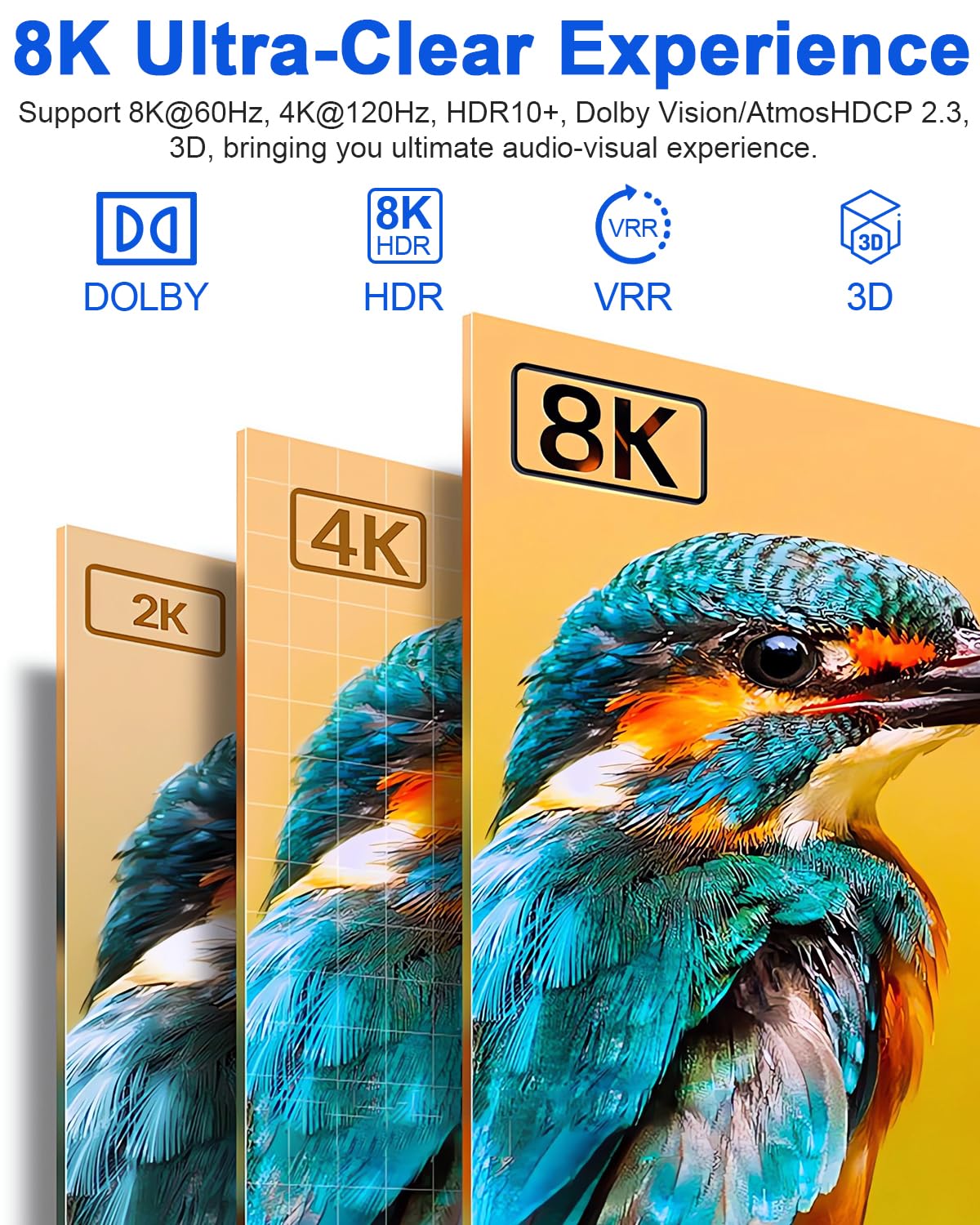 New Upgrade 8K HDMI Switch 5 in 1 Out, Hdmi Splitter with Remote 5 Port Switcher Selector Box Support 3D//HDR/HDCP2.3, HDMI 2.1 Switch Box Compatible with PS 5/4/3 Xbox Switch DVD Player TV PC - Image 4
