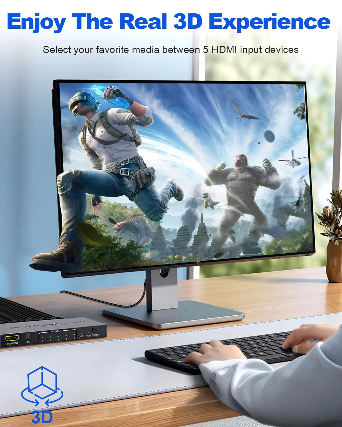 New Upgrade 8K HDMI Switch 5 in 1 Out, Hdmi Splitter with Remote 5 Port Switcher Selector Box Support 3D//HDR/HDCP2.3, HDMI 2.1 Switch Box Compatible with PS 5/4/3 Xbox Switch DVD Player TV PC - Image 6