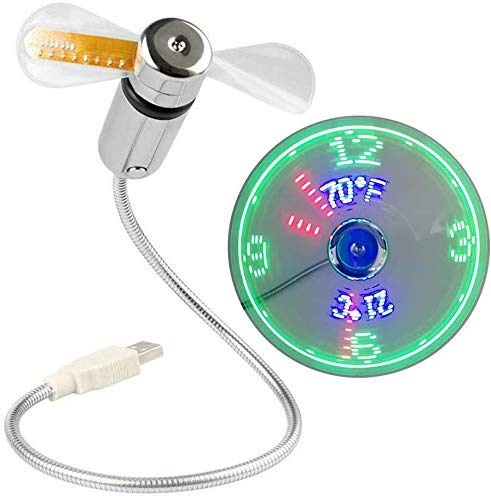 New USB Clock Fan with Real Time Clock and Temperature Display Function,Silver,1 Year Warranty (Temperature and Clock) - Image 2