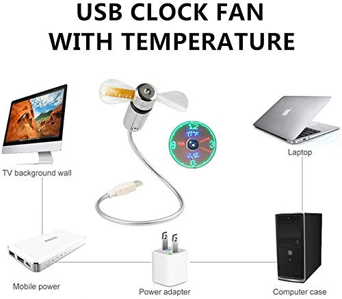 New USB Clock Fan with Real Time Clock and Temperature Display Function,Silver,1 Year Warranty (Temperature and Clock) - Image 5