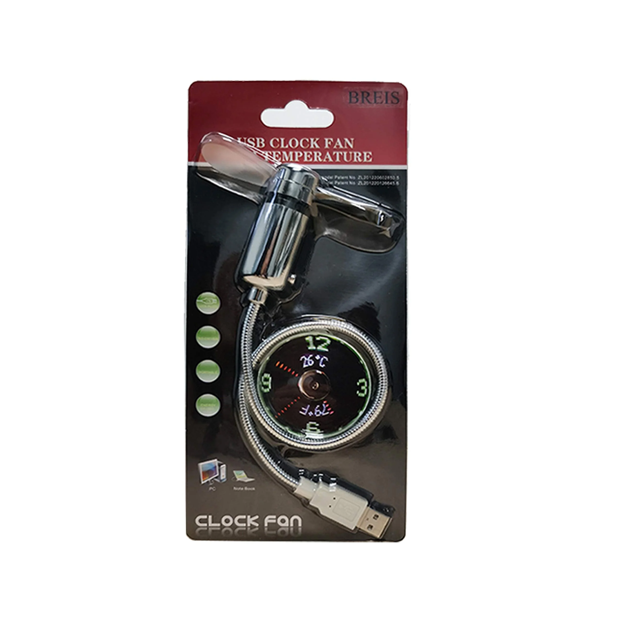 New USB Clock Fan with Real Time Clock and Temperature Display Function,Silver,1 Year Warranty (Temperature and Clock) - Image 6