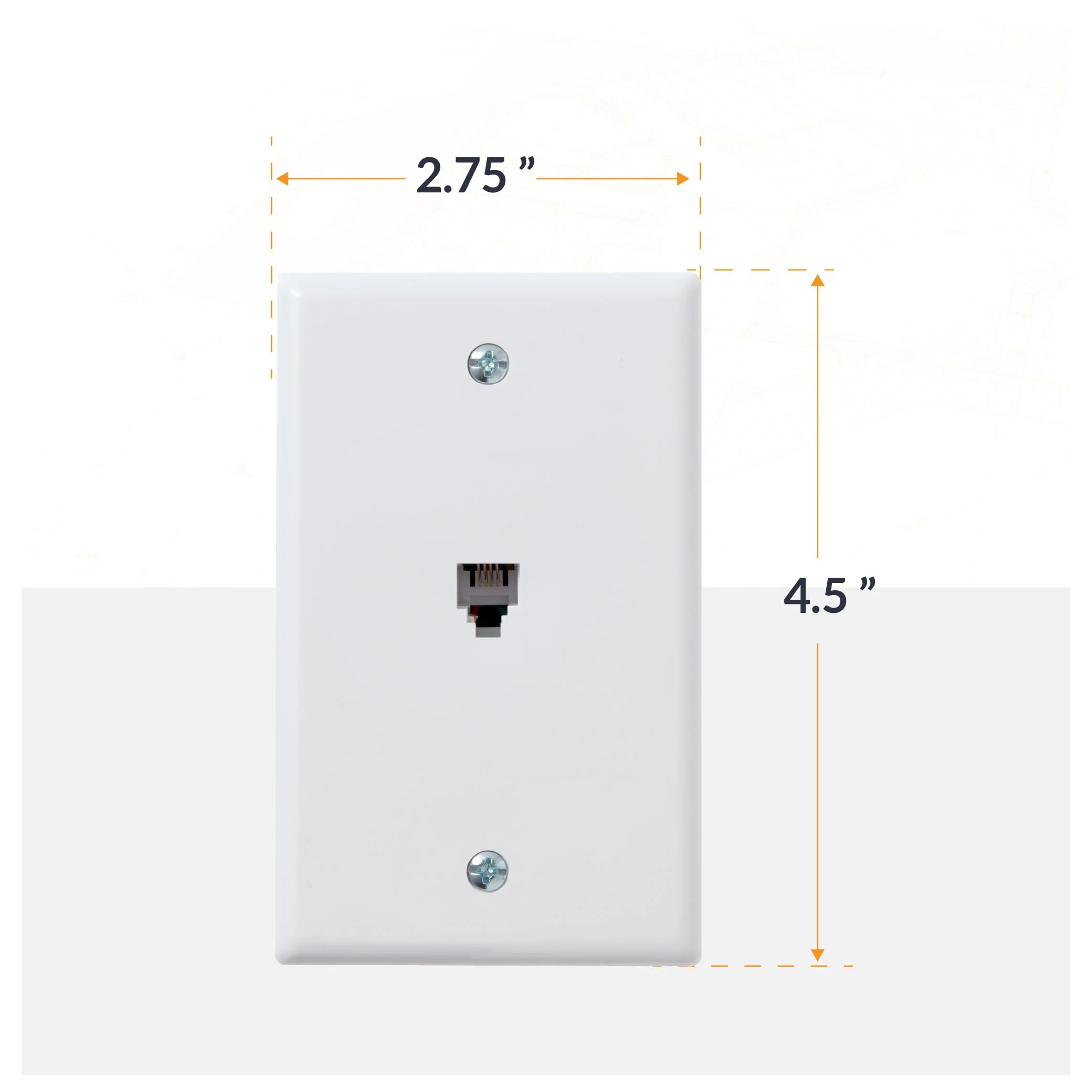 Newhouse Hardware 1-Port Telephone Jack Wall Plate, 6P4C, for RJ11 telephone cables, Single Gang, 5-Pack, White (PHP-WH-05) - Image 2