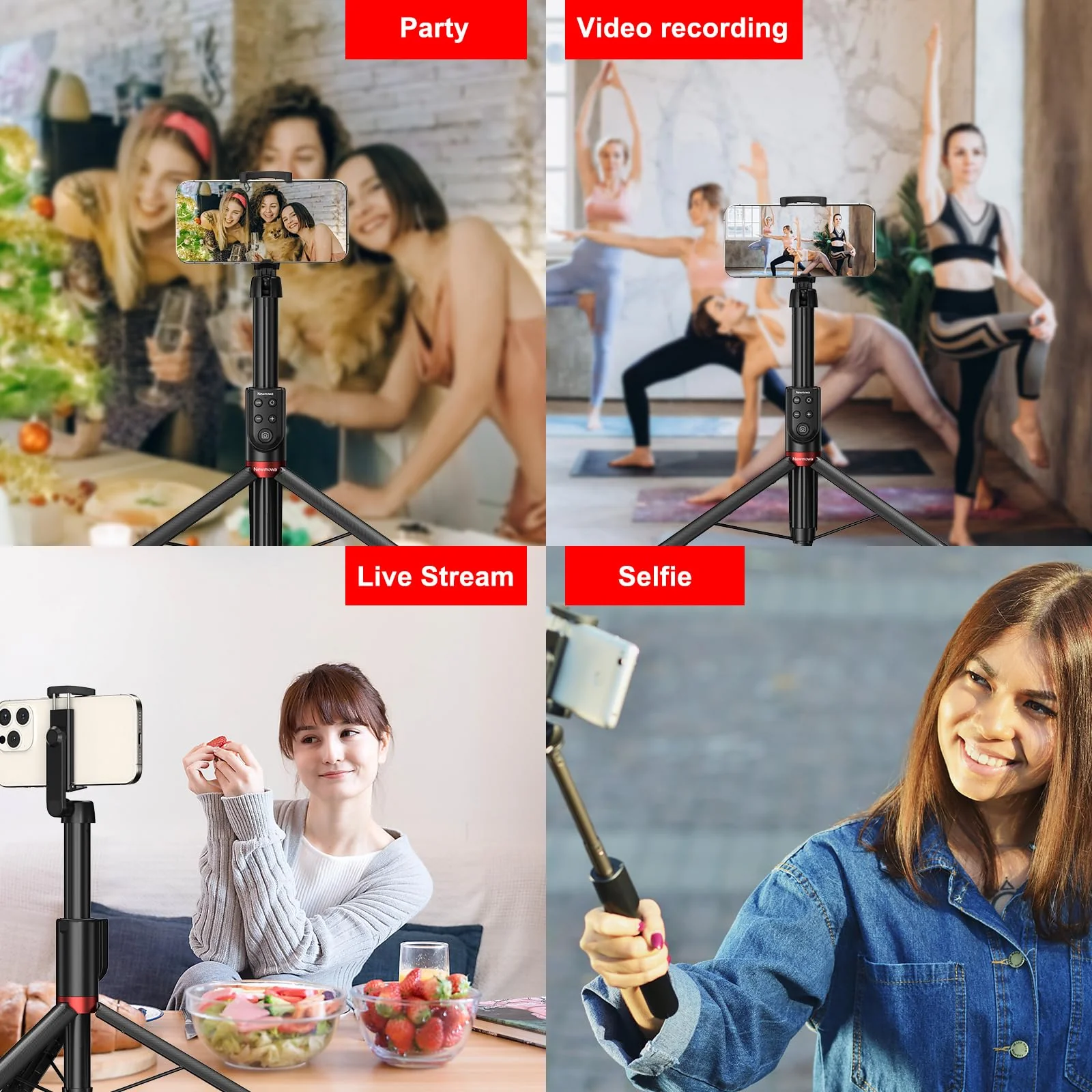 Newmowa Phone Remote Selfie Stick, Extendable Tripod with Rechargeable Detachable Remote for iPhone Video Photo Shooting/Zooming/Lens Switching, Compatible with iPhone 11 and Above(iOS 15 Above) - Image 7