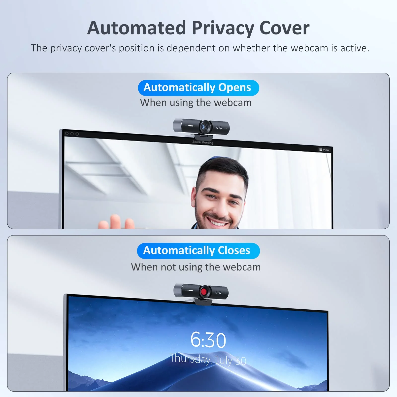 NexiGo HelloCam, 1080P Webcam with Windows Hello, True Privacy, Automatic Electronic Shutter, Computer Camera, Microphone, Facial Enhancement, HD USB Web Cam - Image 3