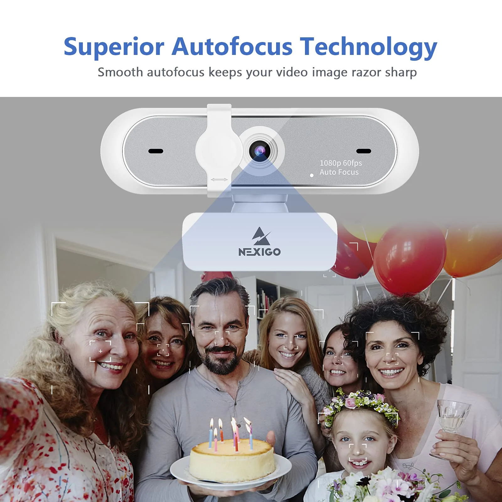 NexiGo N660P (Gen 2) 1080P 60FPS Webcam with Software Control, Dual Microphone & Cover, Autofocus, HD USB Computer Web Camera, for OBS/Zoom/Skype/FaceTime/Teams/Twitch, White - Image 4