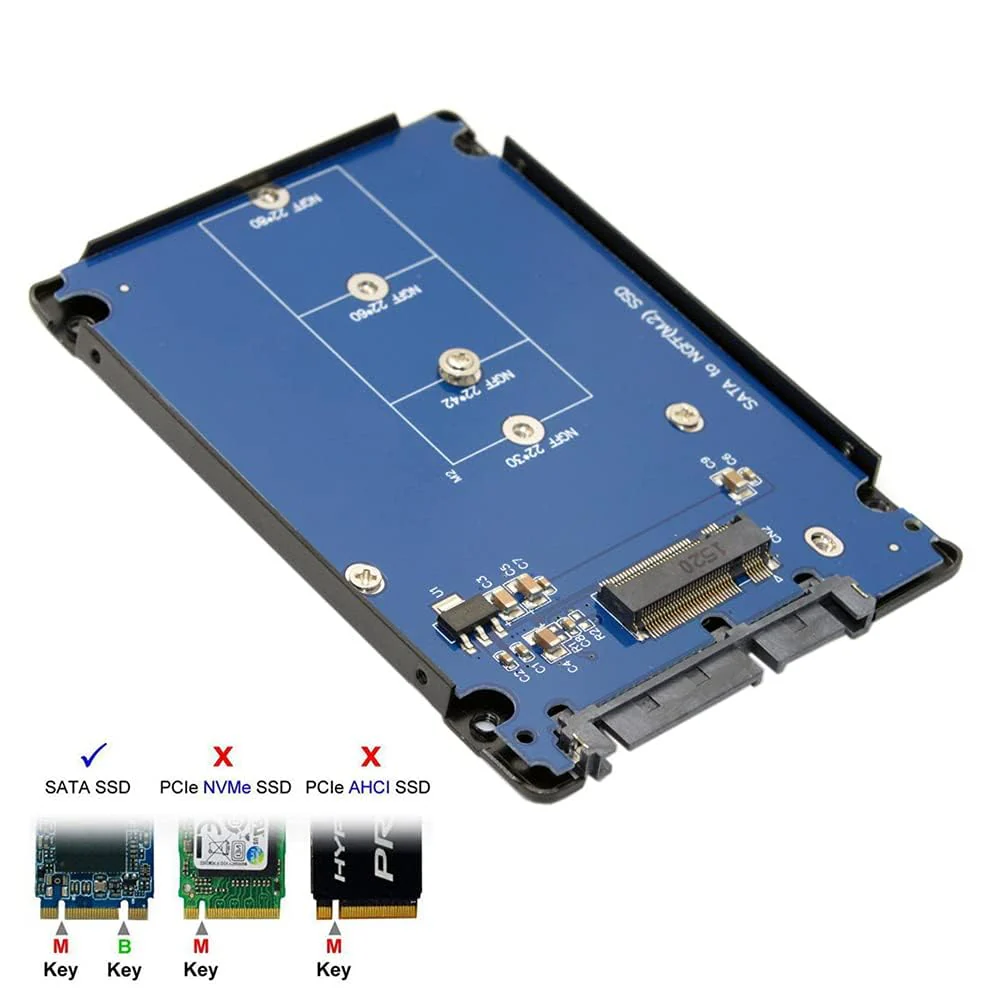 NFHK B+M Key Socket 2 M.2 NGFF (SATA) SSD to 2.5 SATA Adapter Card Adapter with Black Metal Case NGFF B-key to SATA - Image 3