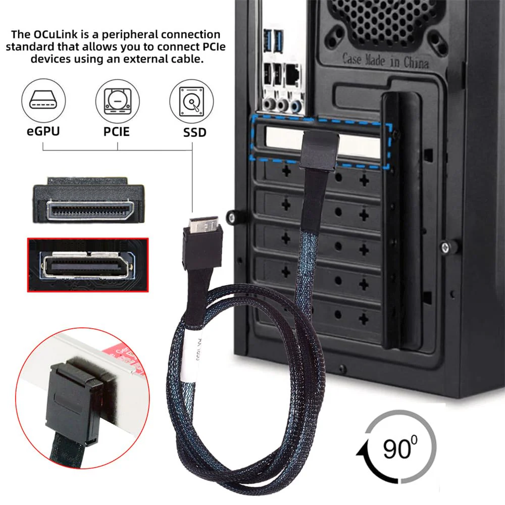 NFHK Down Angled 90 Degree OcuLink PCIe 4.0 PCI-Express SFF-8611 4i to SFF-8611 Data Active Cable for eGPU SSD 80cm - Image 8