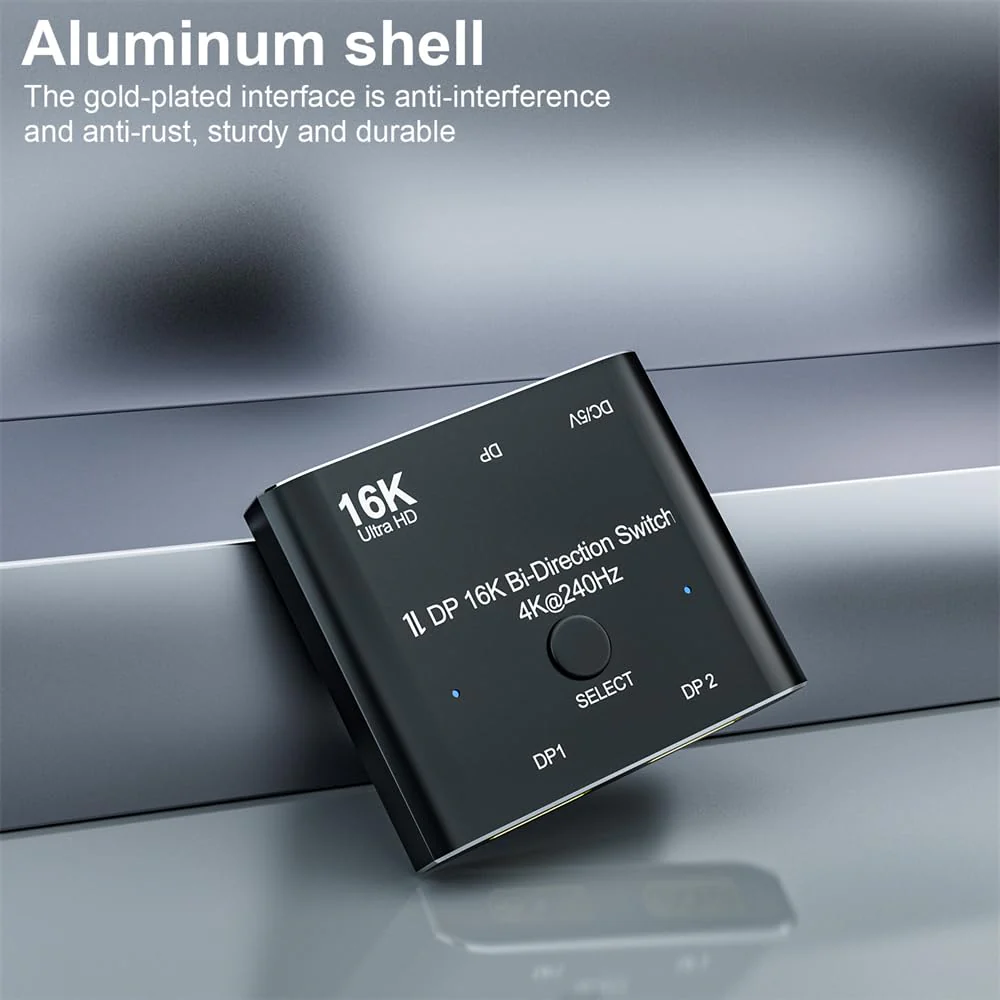 NFHK DP DisplayPort 2.0 Bi-Direction 2x1 Switch Splitter Selector Hub Support HDCP SST Extended 16K@60hz 4K@240hz Convertor DP 2x1 Switch - Image 7