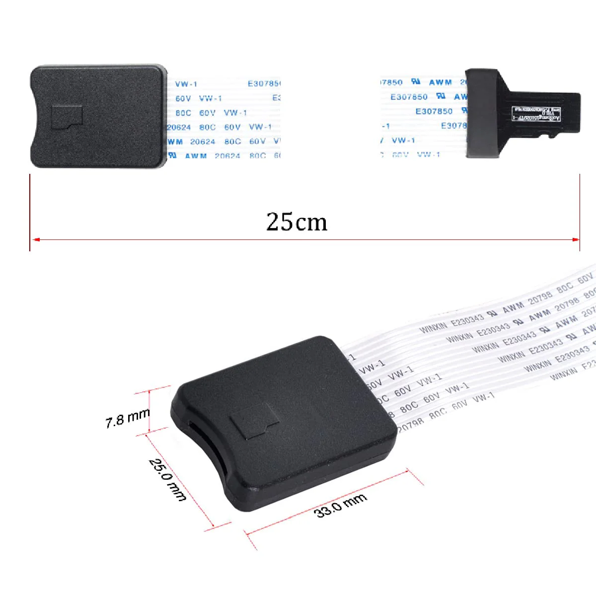 NFHK Micro-SD TF Memory Card Kit Male to TF Female Extension Soft Flat FPC Cable Extender 25cm - Image 3