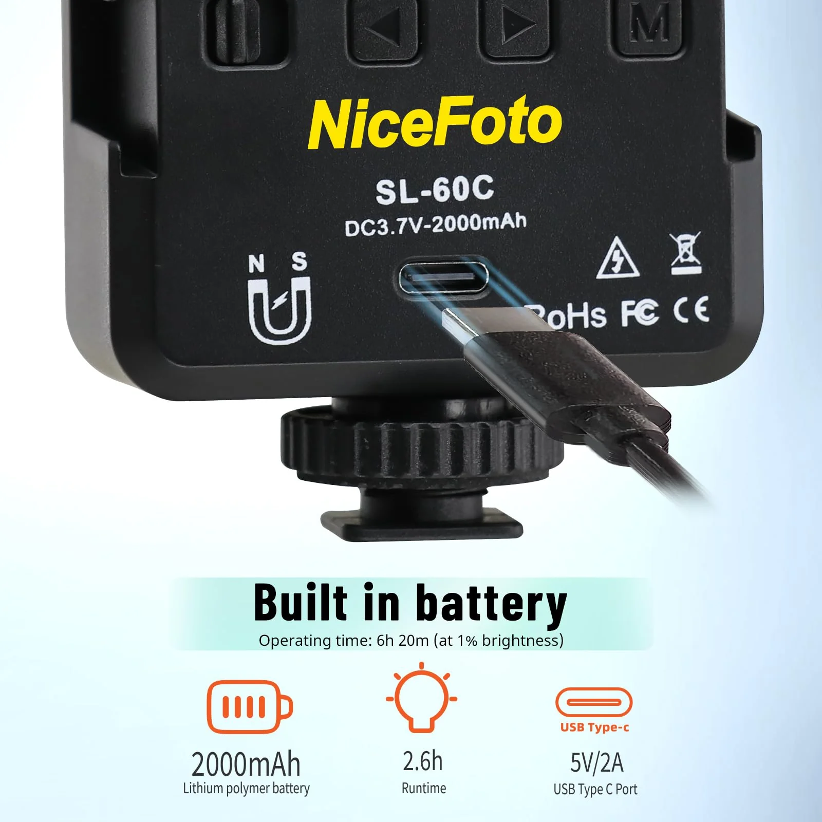 NiceFoto RGB Video Lights, 360° Full Color LED Video Light with 3 Cold Shoe Mounts, 2500K-9000K, CRI 96+, 18 Scene Modes, Magnetic RGB Camera Light for Vlog Filming, TikTok, Live, Photography - Image 6