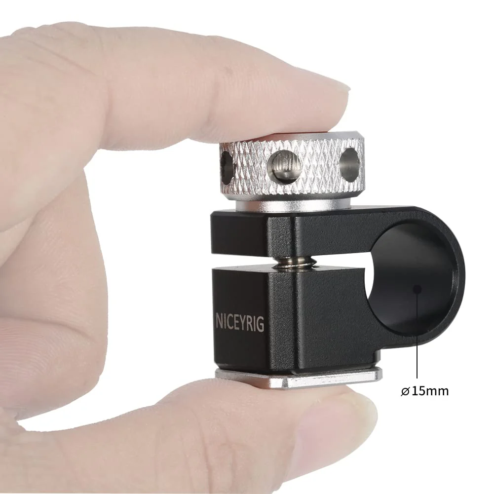 NICEYRIG 15mm Single Rod Holder Camera Hot Shoe Mount 15mm Rod Rail Support for Follow Focus, EVF Mount - 478 - Image 4