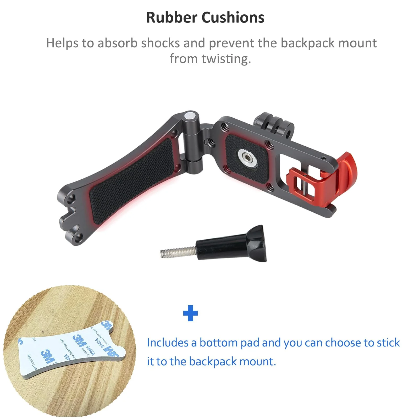 NICEYRIG Aluminum Backpack Strap Mount for GoPro Hero 11/10/9/8/7, DJI OSMO Action 3 [Upgraded Version] with 3mm - 10mm Wide Range Clamp Applicable for Padded Backpack, Bag, Tool Belt - Image 6