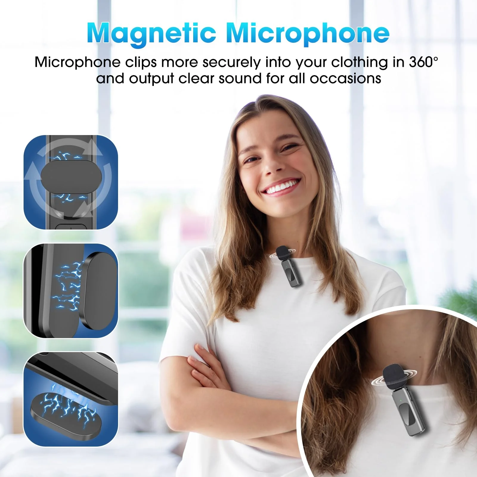 NICHOM Wireless Lavalier Microphone for iPhone iPad,MacBook,Mini Mic with Noise Reduction,Lightning Microphone for Video Vlog,TikTok,YouTube,Interviews,Live Streaming,2 Pack(for iPhone 14 and Below) Lightning - Image 2
