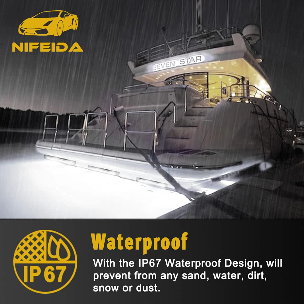nifeida 8" Clear Lens 18LED Waterproof Utility Strip Light Bar Surface Mount for 12V Marine Boat RV Interior Light Slim Line Pickup Truck Trailer Under Hood Lights Side Marker Lamp [Pack of 4] White - Image 4