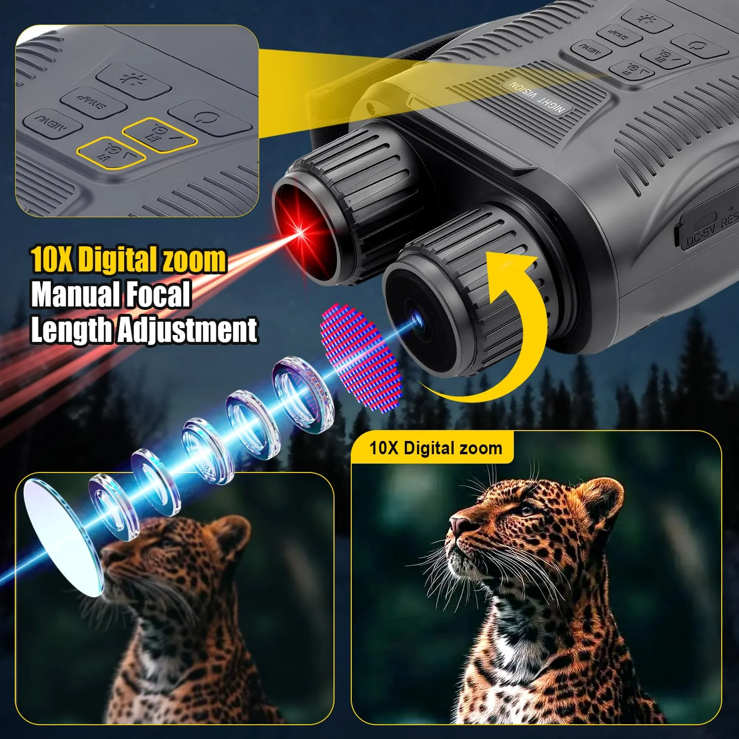 Night Vision Goggles 4K Night Vision Binoculars Adults, Gifts for Men Him Husband Dad 2000mAh Fast Charging Battery,2.8'' HD Screen,2700FT Viewing Range for Camping Hunting & Security - Image 6