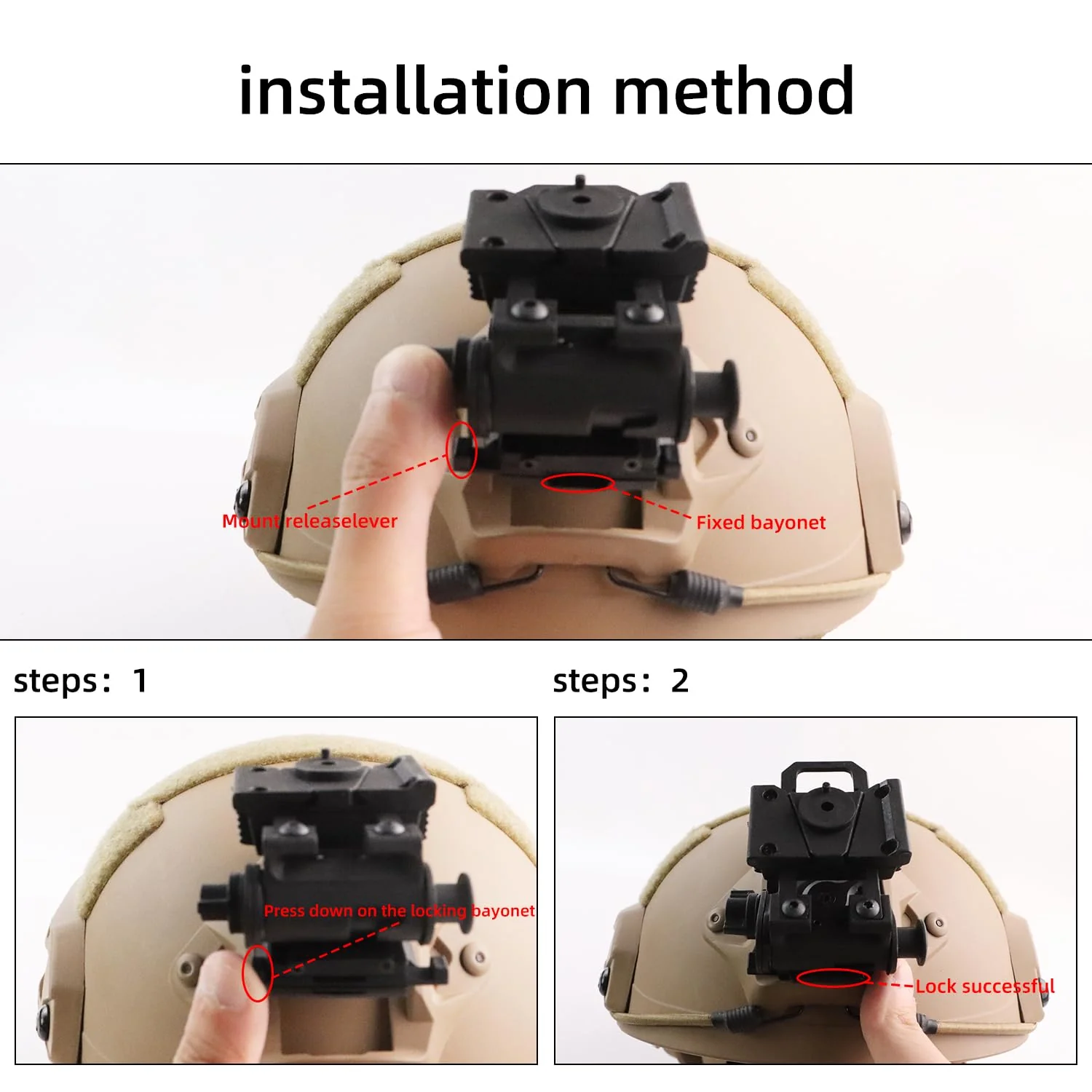 Night Vision Goggles NVG Mount for L4G24 Helmet Mount PVS15/18(Black/TAN)… plastics -BLACK - Image 2