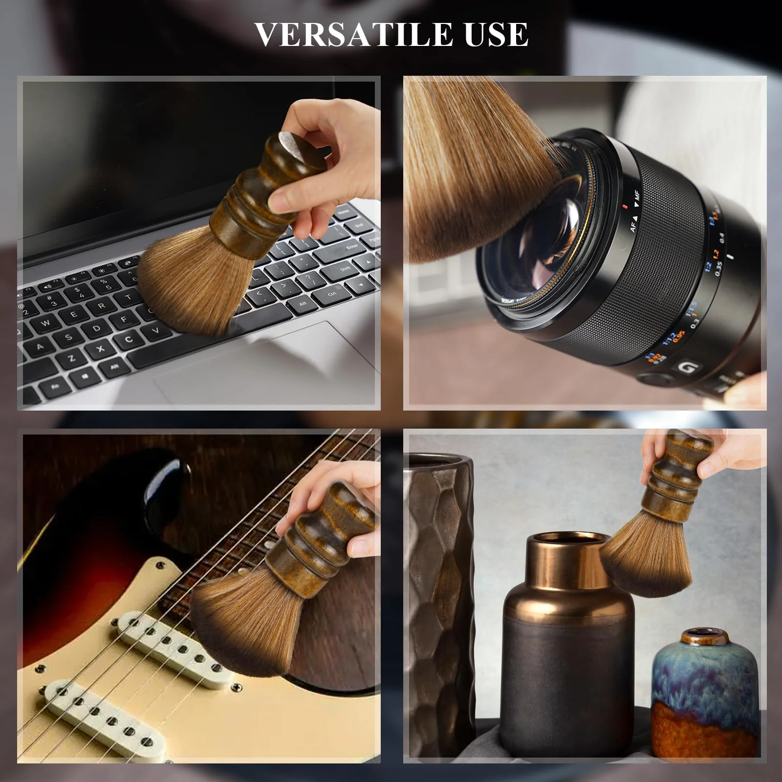 NiHome Vinyl Record Cleaning Brush, Anti-Static Soft LP Record Cleaner, Vinyl Dust Remover Brush with Ultra-Fine Fiber Bristles, Safe for Vinyl LP CD Album Care, Retro Design with Beech Wood Handle Large Brown - Image 7